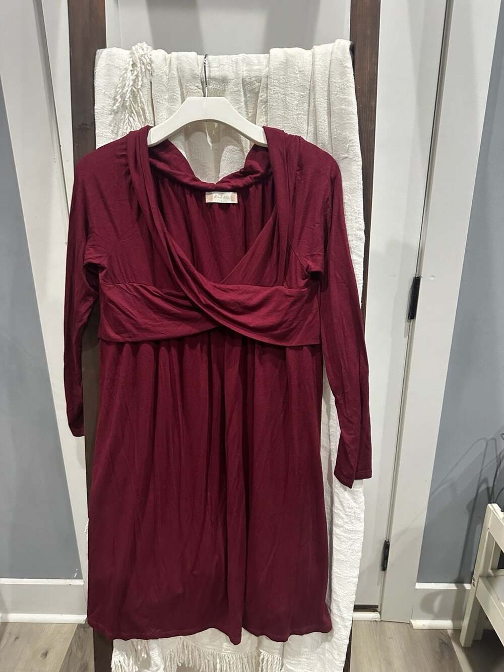 Altar'd State Dress Size L Burgundy Cowl Neck Long Sleeve